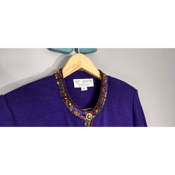 St. John Gorgeous 3pc Outfit Jacket Skirt Pant 6 8 Purple w/ multicolor trim - Picture 7 of 16